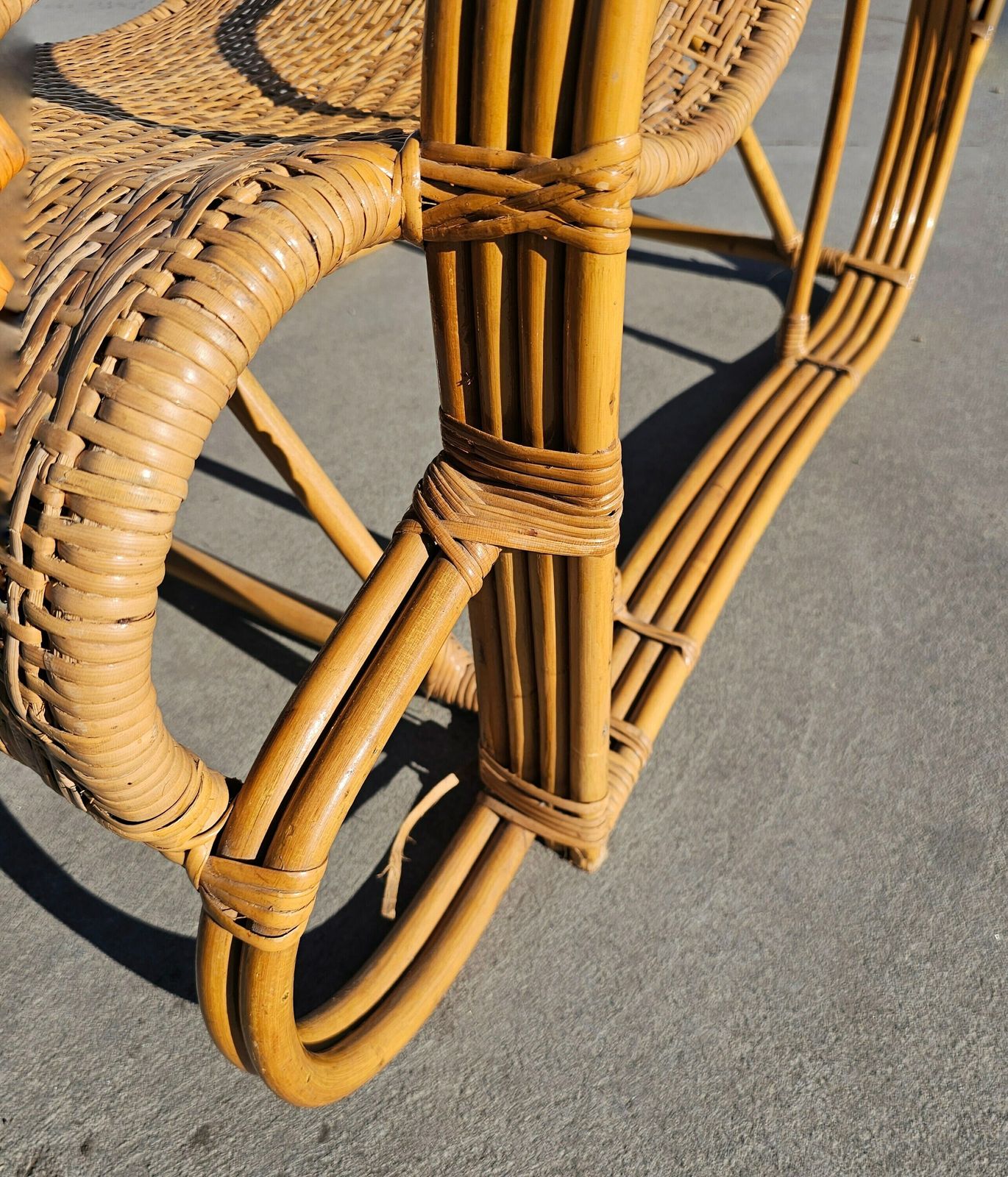 Pair Of Mid Century Modern Bamboo And Rattan Loungers // Bamboo Lounger // Made In Italy In 1960s photo vinterior