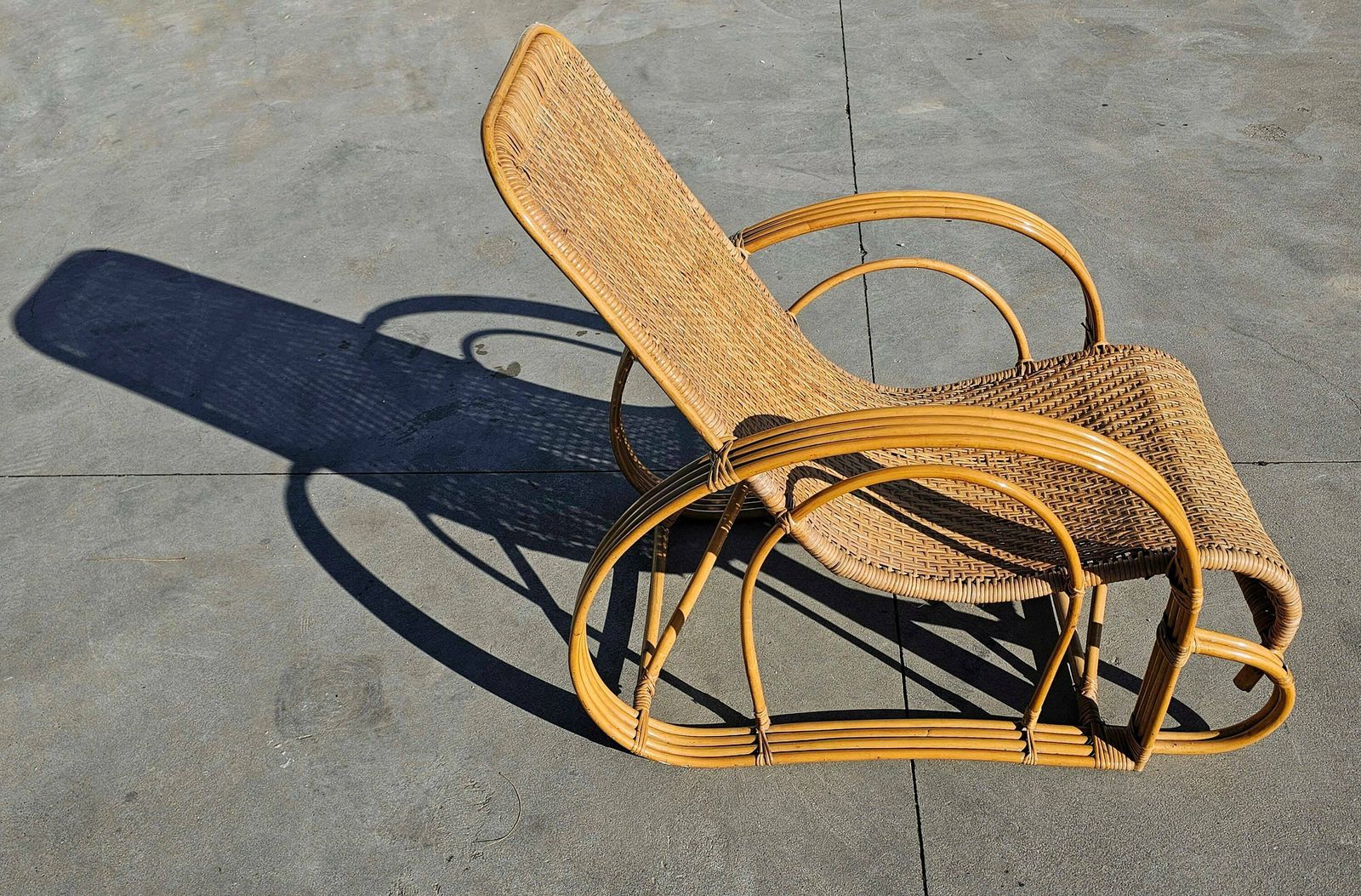 photo for sale Pair Of Mid Century Modern Bamboo And Rattan Loungers // Bamboo Lounger // Made In Italy In 1960s
