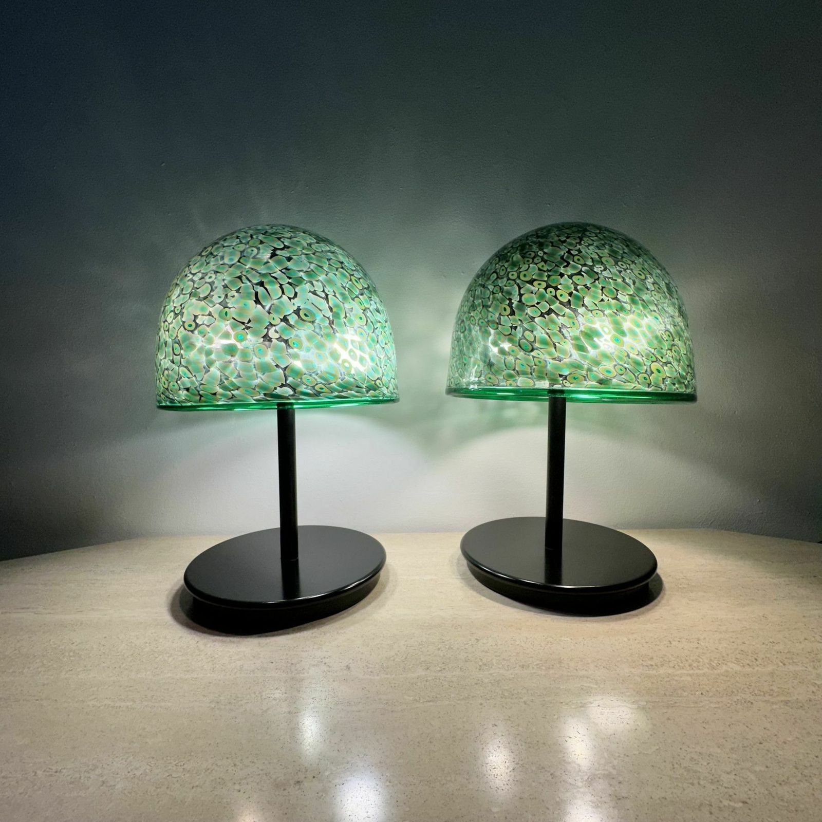 photo vinterior Pair Of Table Lamps Model ‘Neverinno’ In Murano Glass By Gae Aulenti For Vetreria Vistosi , 1970s Italy