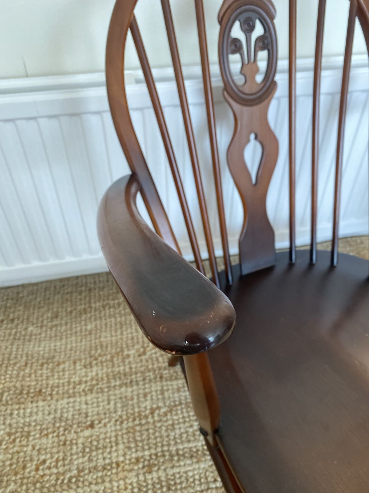 Mid Century Ercol Armchair 307 Fleur De Lis With Linwood Cushions photo buy