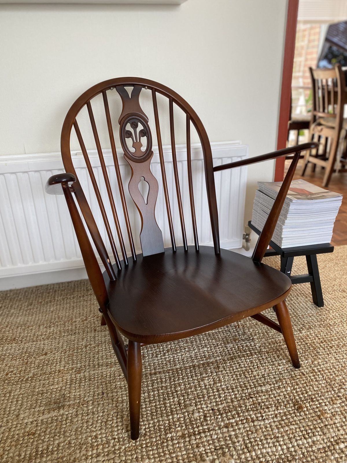 photo furniture Mid Century Ercol Armchair 307 Fleur De Lis With Linwood Cushions