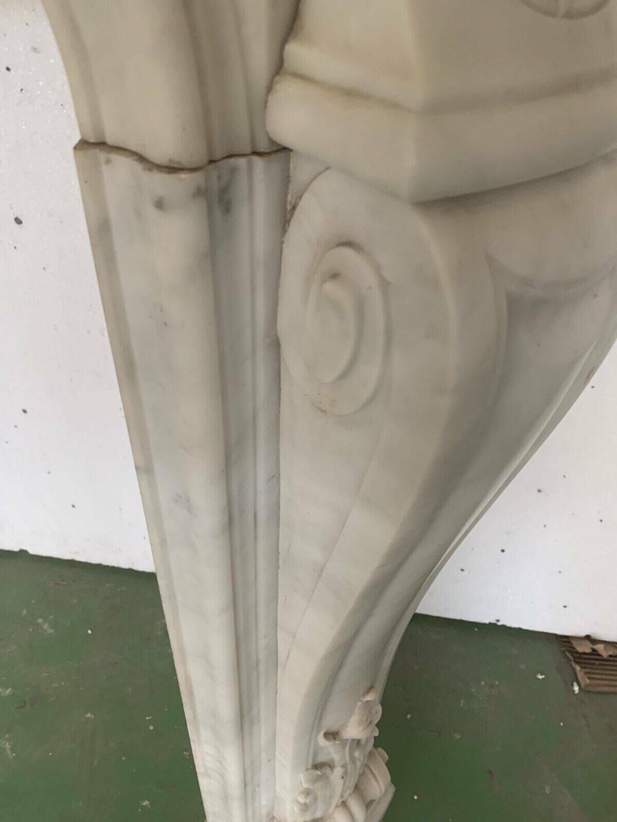 Louis XV Style Fireplace In White Carrara Marble 19th Century photo vinterior
