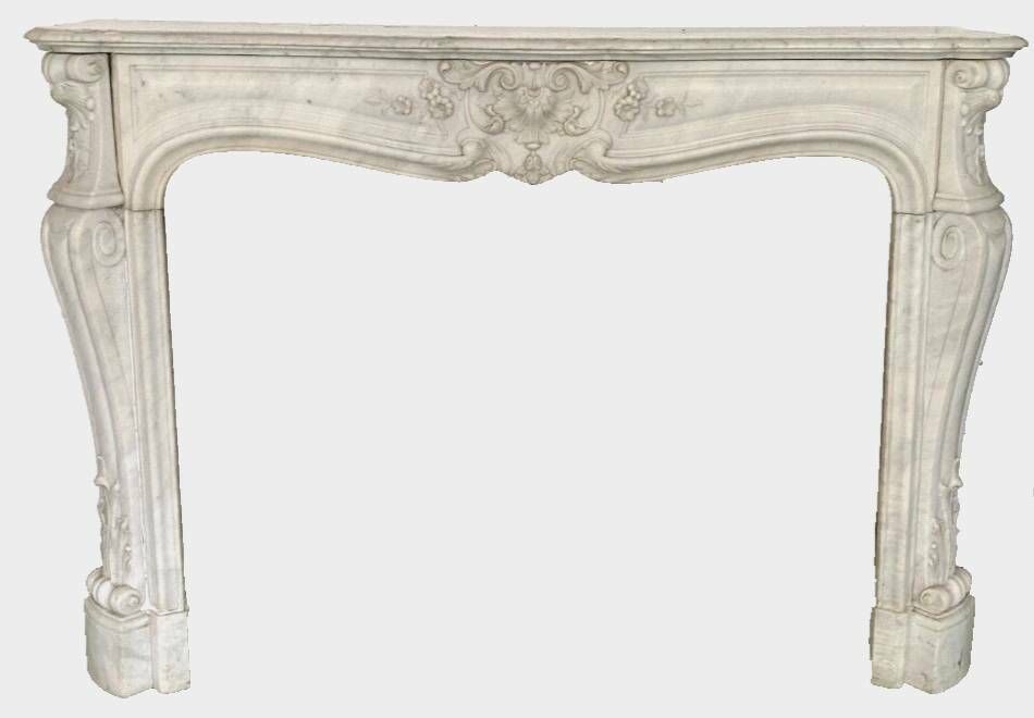 photo furniture Louis XV Style Fireplace In White Carrara Marble 19th Century