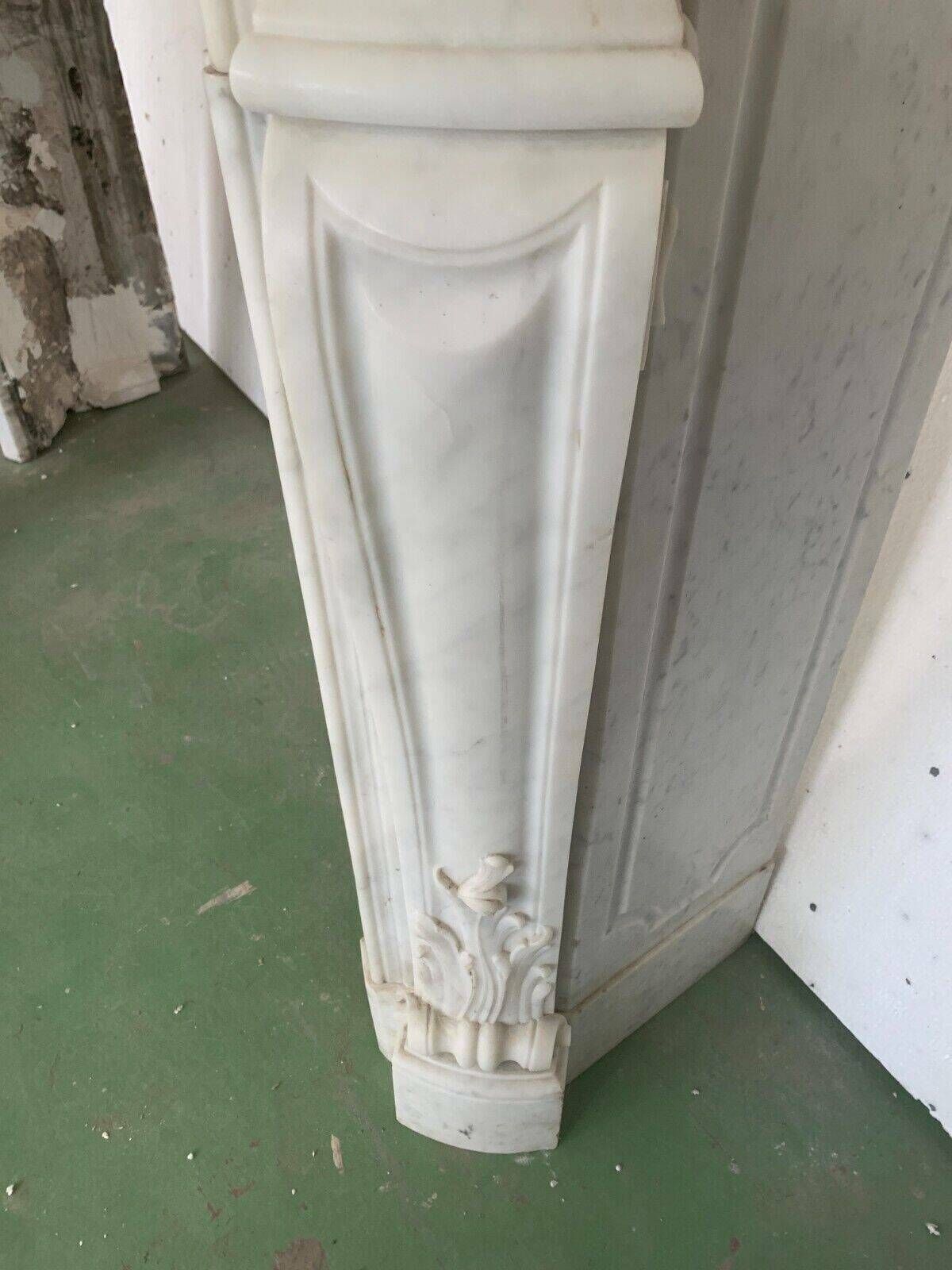 Home Fixtures Louis XV Style Fireplace In White Carrara Marble 19th Century photo