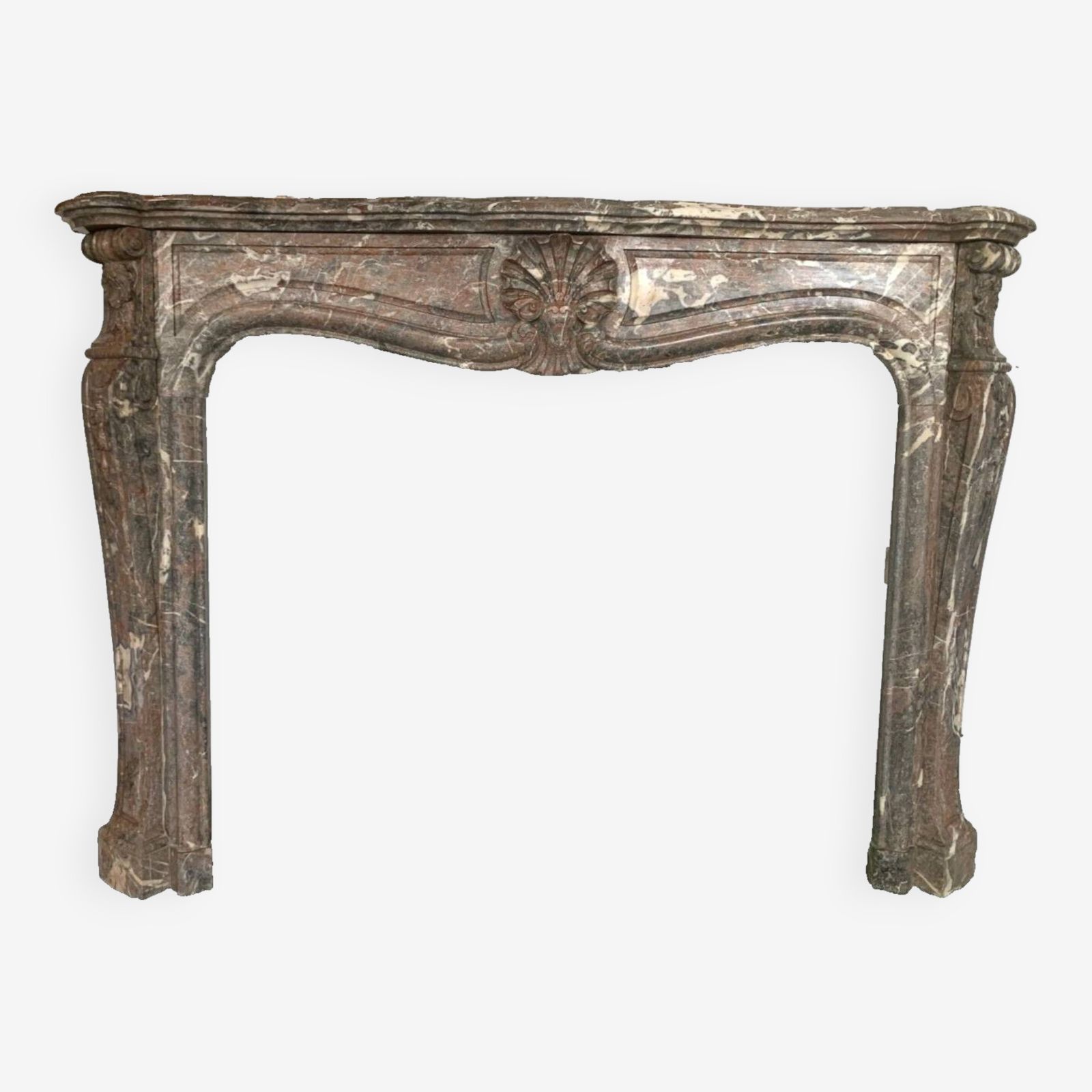 Louis XV Style Fireplace In Red Breche Marble 19th Century