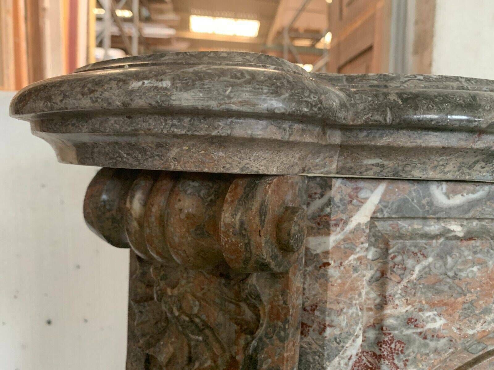 Home Fixtures Louis XV Style Fireplace In Red Breche Marble 19th Century photo