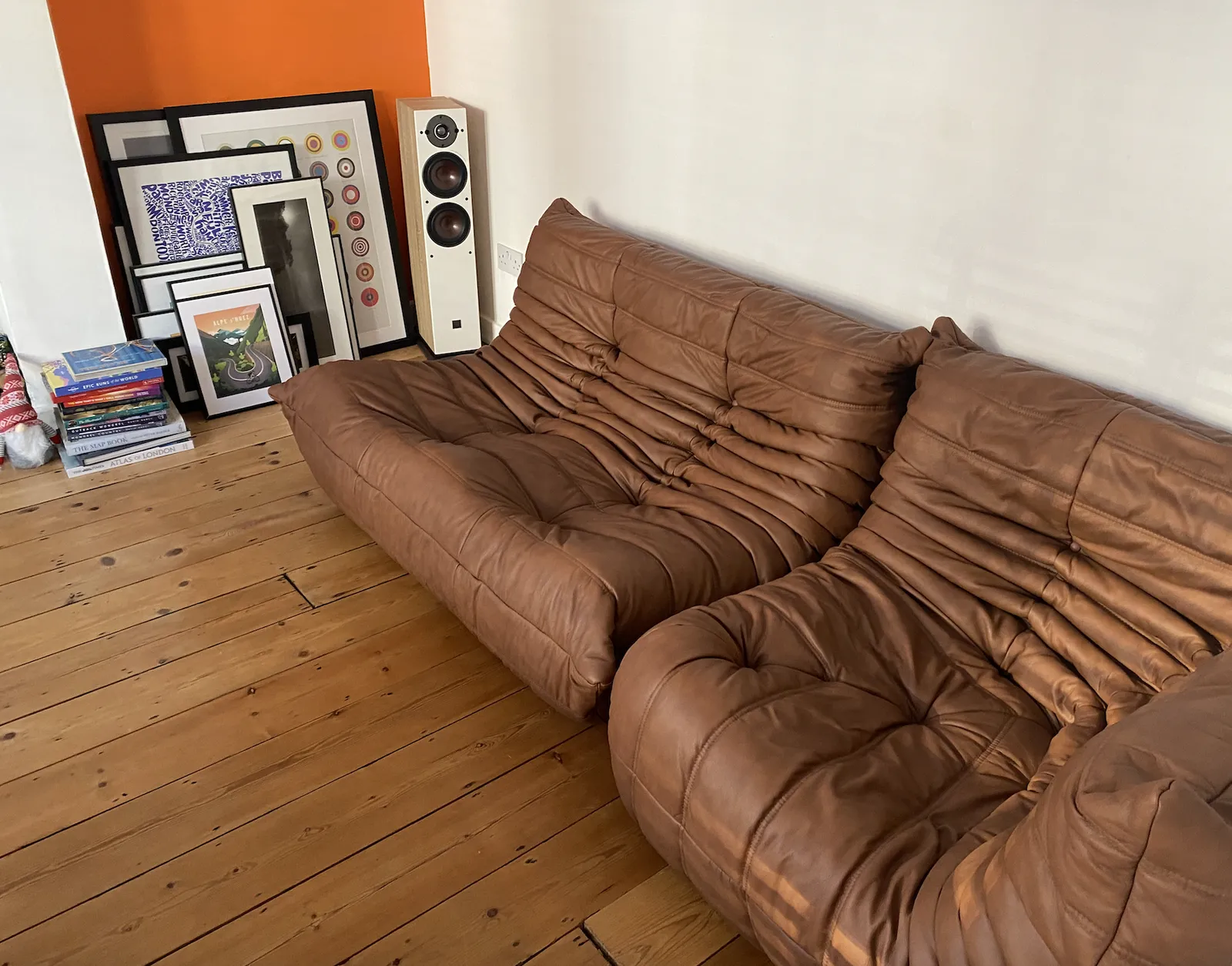 Ligne Roset Togo Brown Leather 2 Seater Sofa And Corner Chair photo furniture