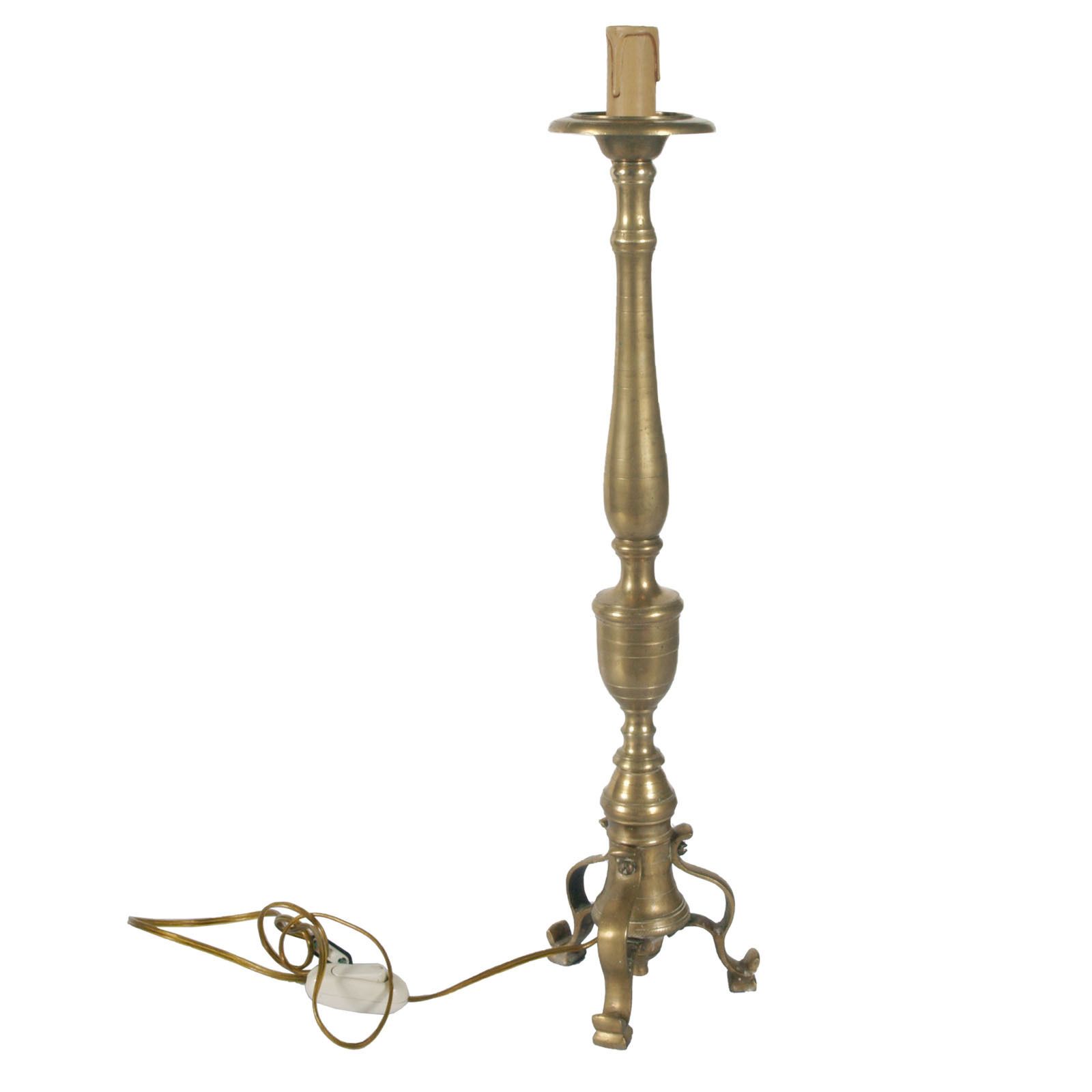 18th Century Antique Lampholder Candelabrum In Gilt Brass With Tripod Stand photo furniture