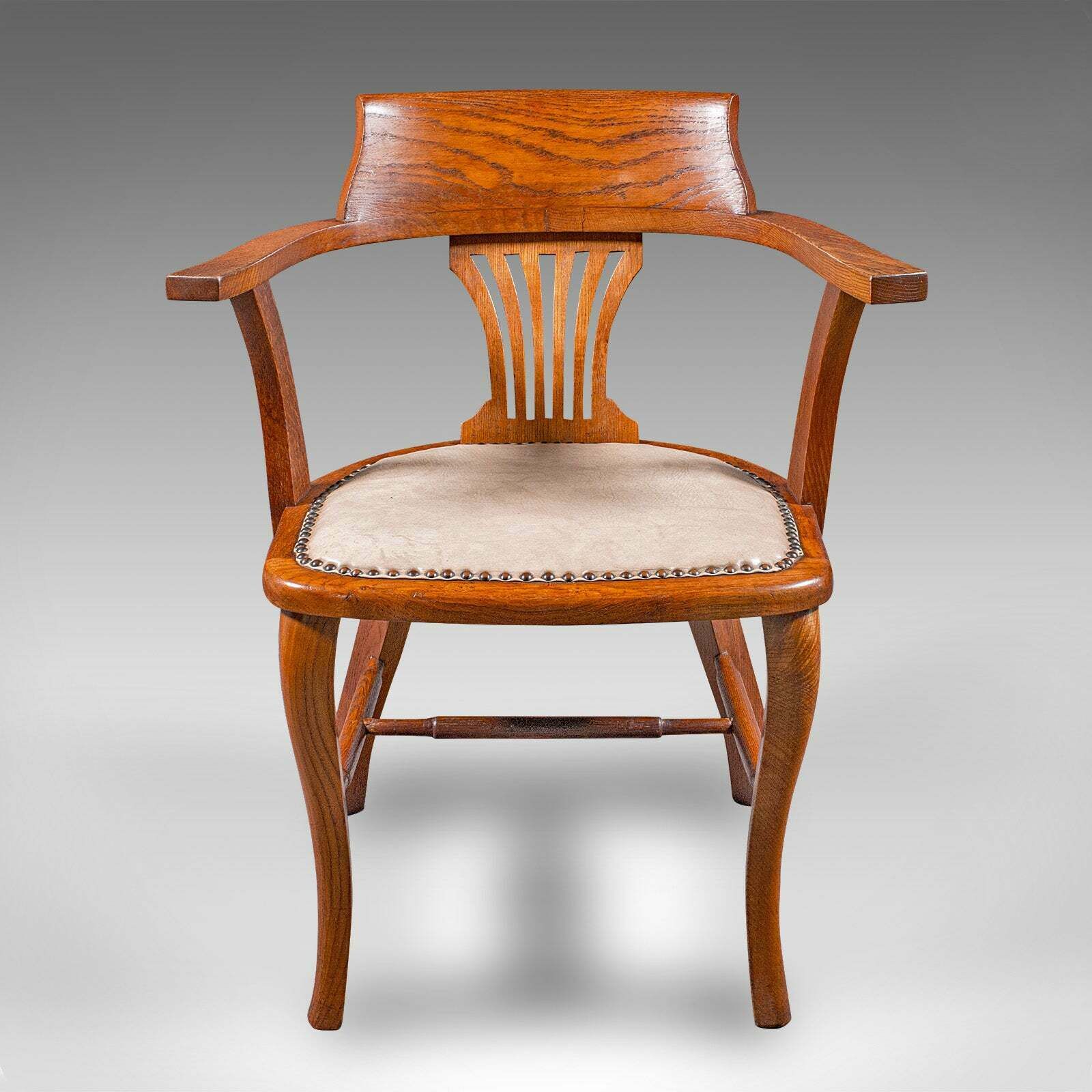 Antique Desk Elbow Chair, English, Oak, Office Seat, Drawing Room, Edwardian photo furniture