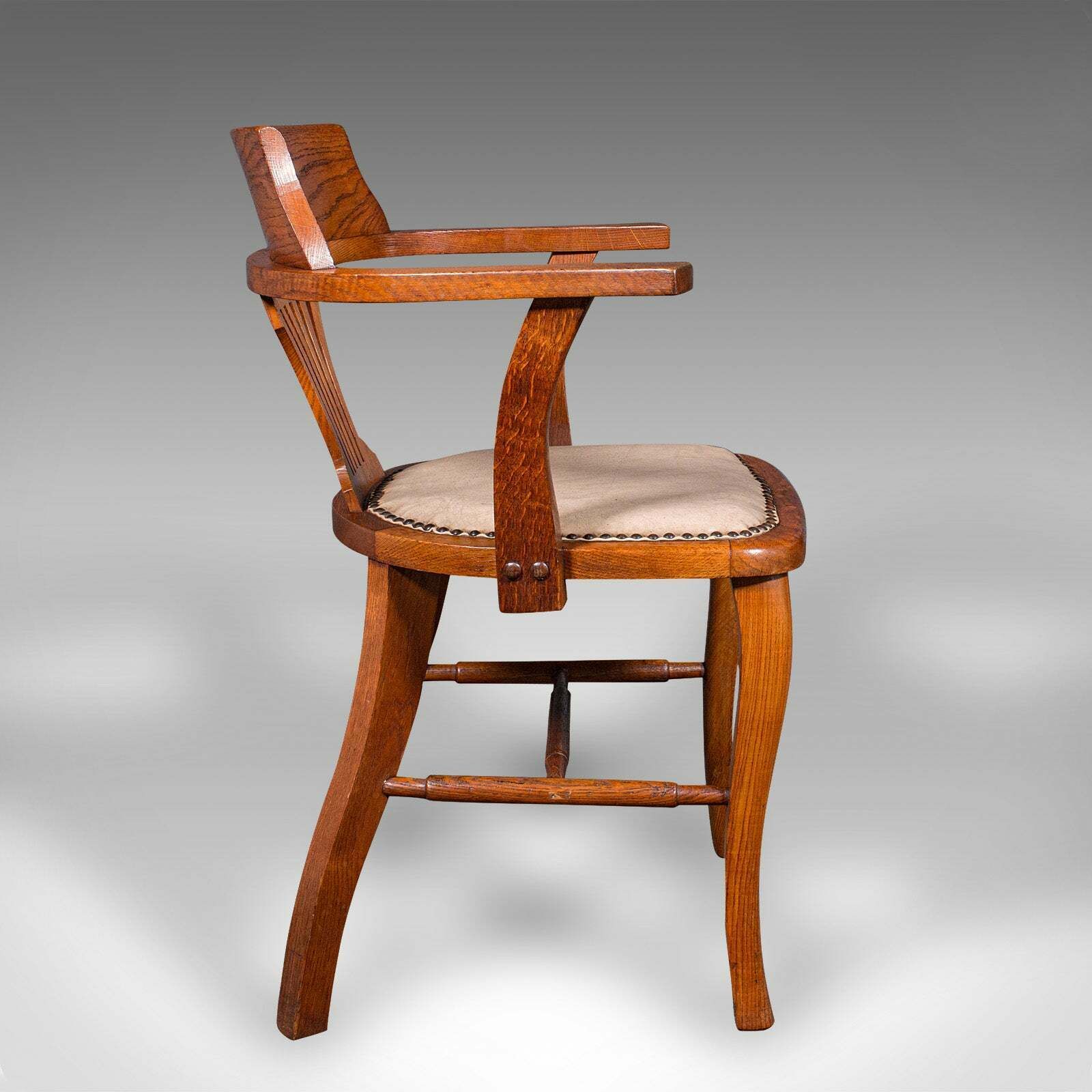 Antique Desk Elbow Chair, English, Oak, Office Seat, Drawing Room, Edwardian photo for sale