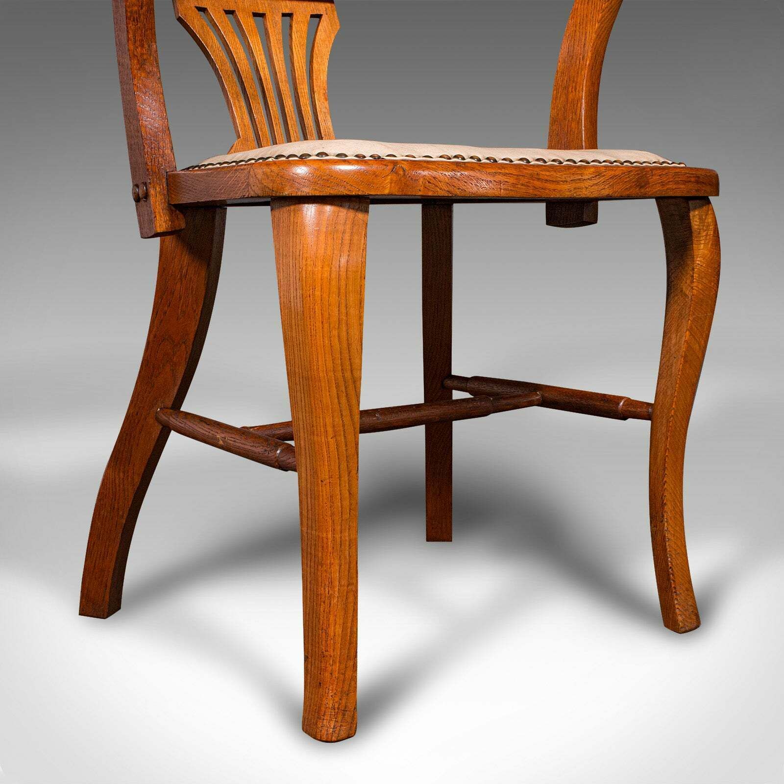795.0 Antique Desk Elbow Chair, English, Oak, Office Seat, Drawing Room, Edwardian photo