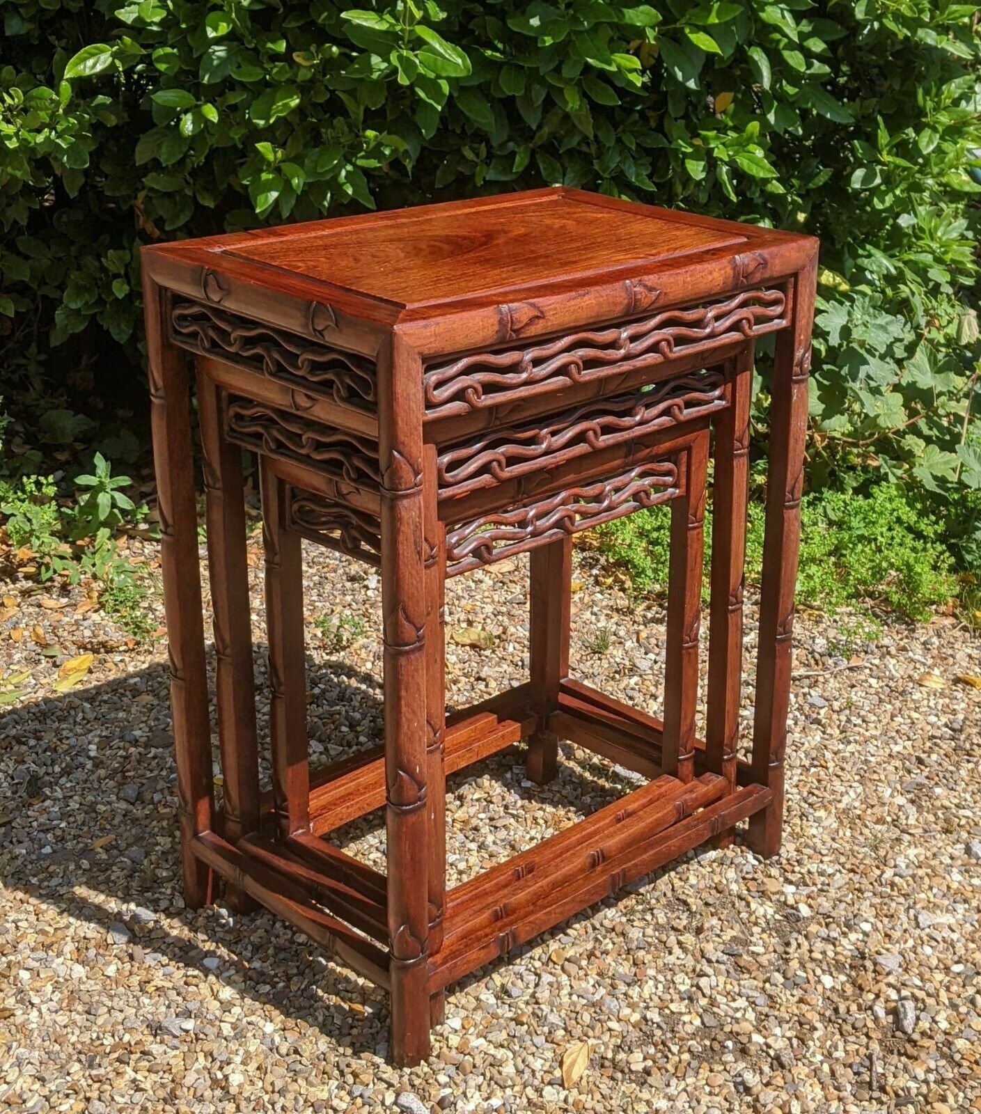 Antique Chinese Huanghuali Rosewood Nest Of Tables photo Furniture