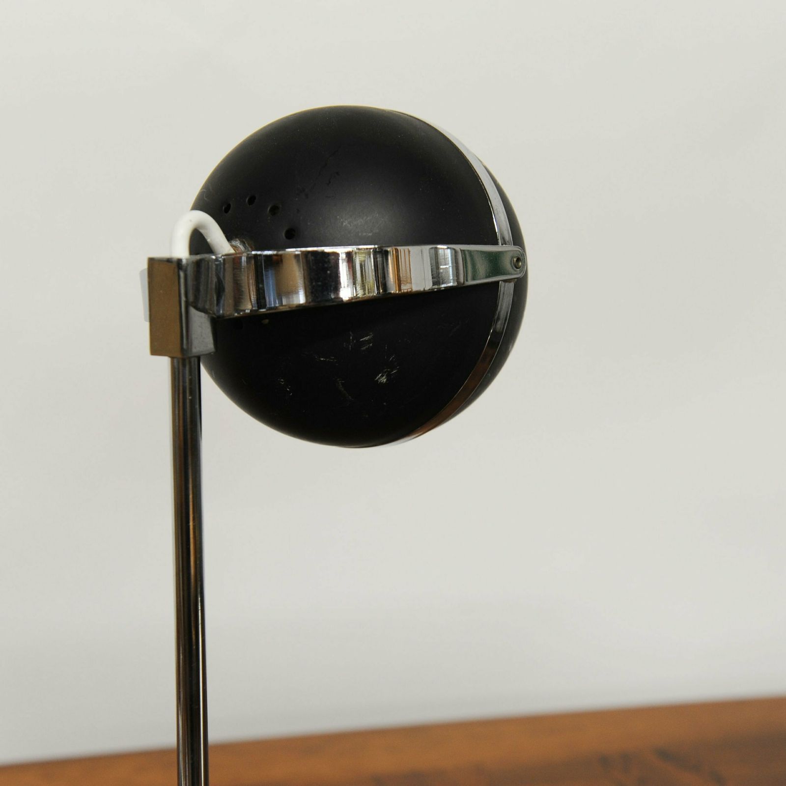 Vintage Black And Silver Eyeball Table Lamp, 1960s photo vintage