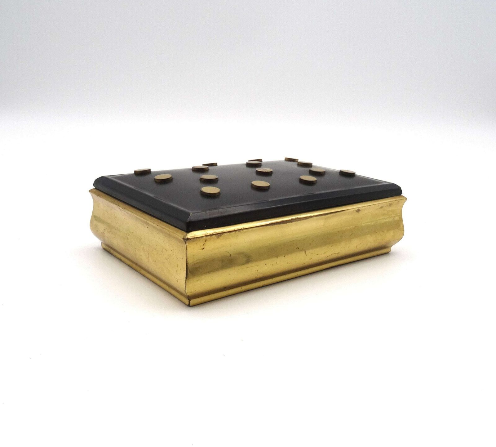 Unique Mid Century Jewelry Box Gold Black Artist Made Danish Modern 1960 photo for sale