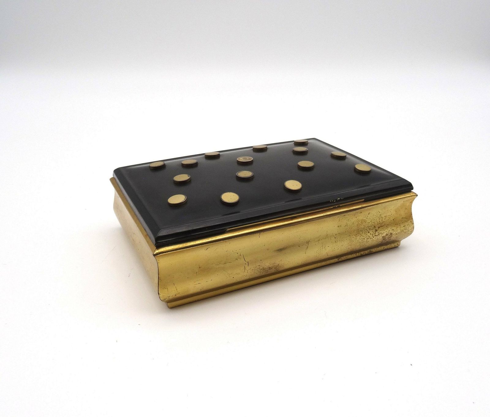 Unique Mid Century Jewelry Box Gold Black Artist Made Danish Modern 1960 photo vinterior