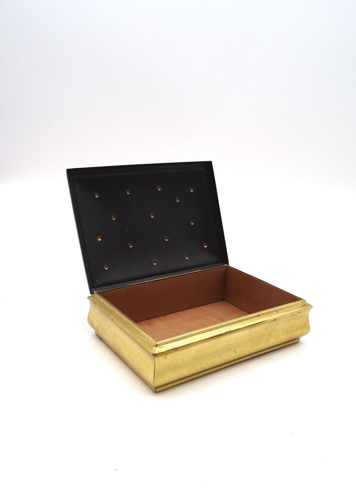 Unique Mid Century Jewelry Box Gold Black Artist Made Danish Modern 1960 photo vintage