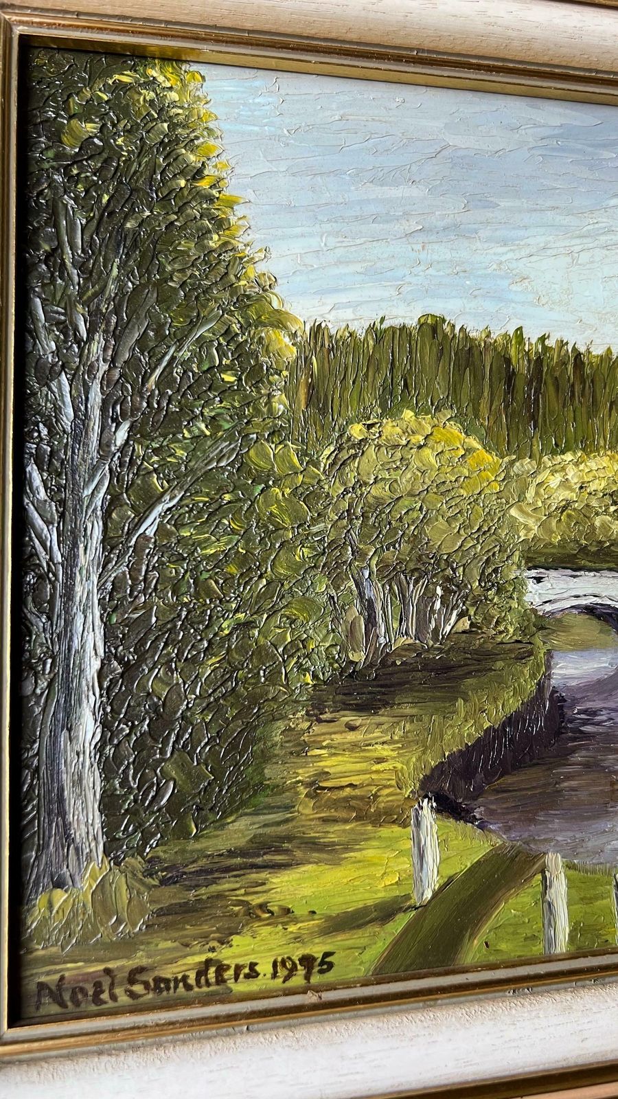 1975 Original Oil Painting Signed & Framed Depicts River And Bridge In Kenmore, Perthshire photo vintage