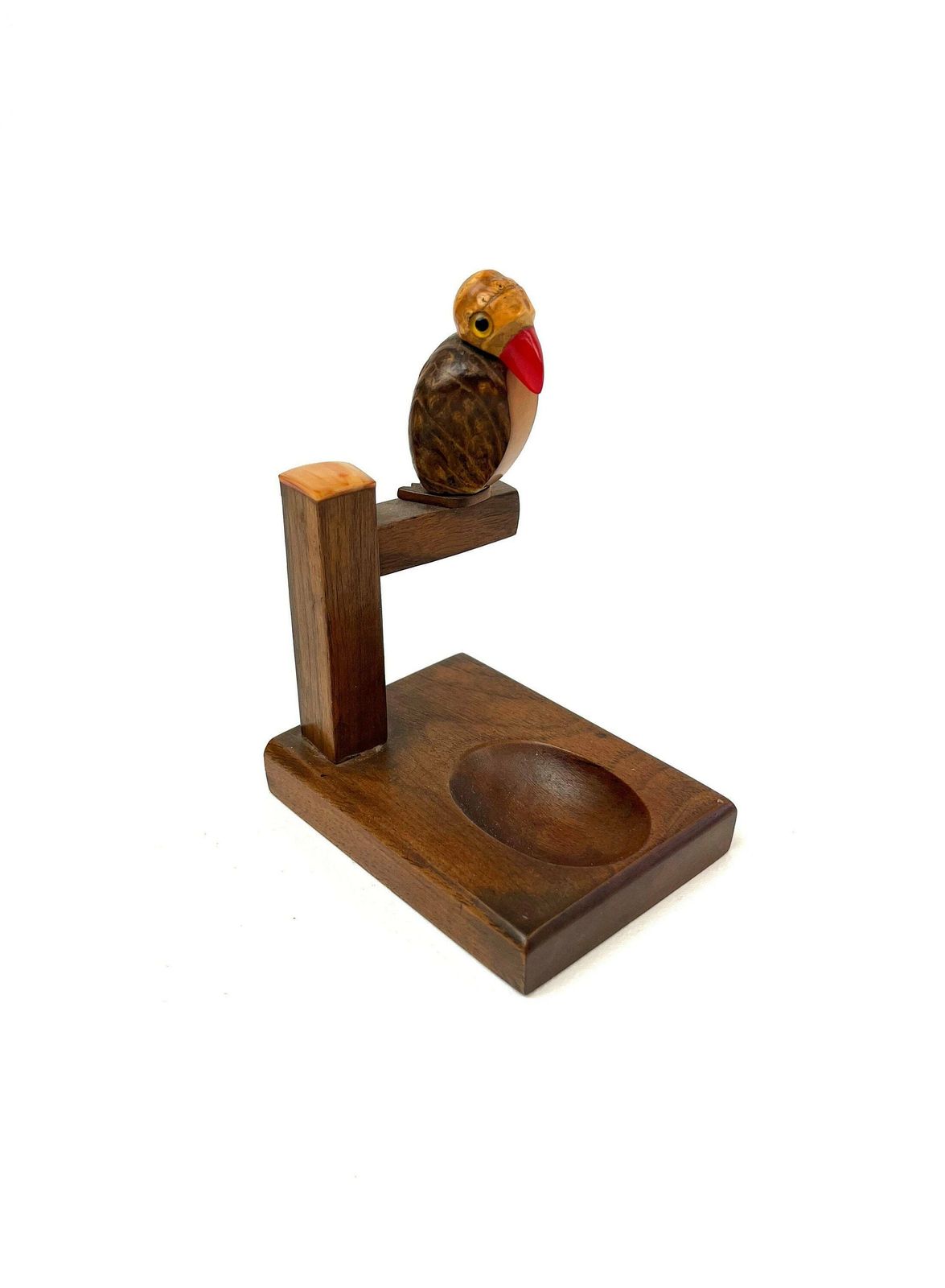 Rare Art Deco Wooden Bird Pipe Holder Bakelite Beak France 1930