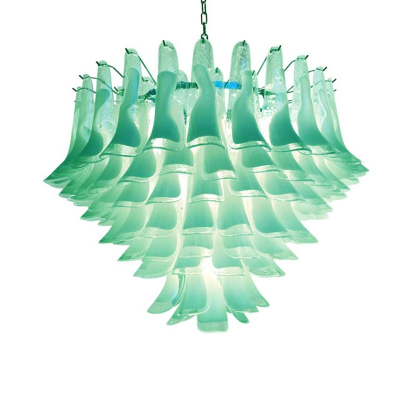 Contemporary Green Wather “Selle” Murano Glass Chandelier By Simoeng