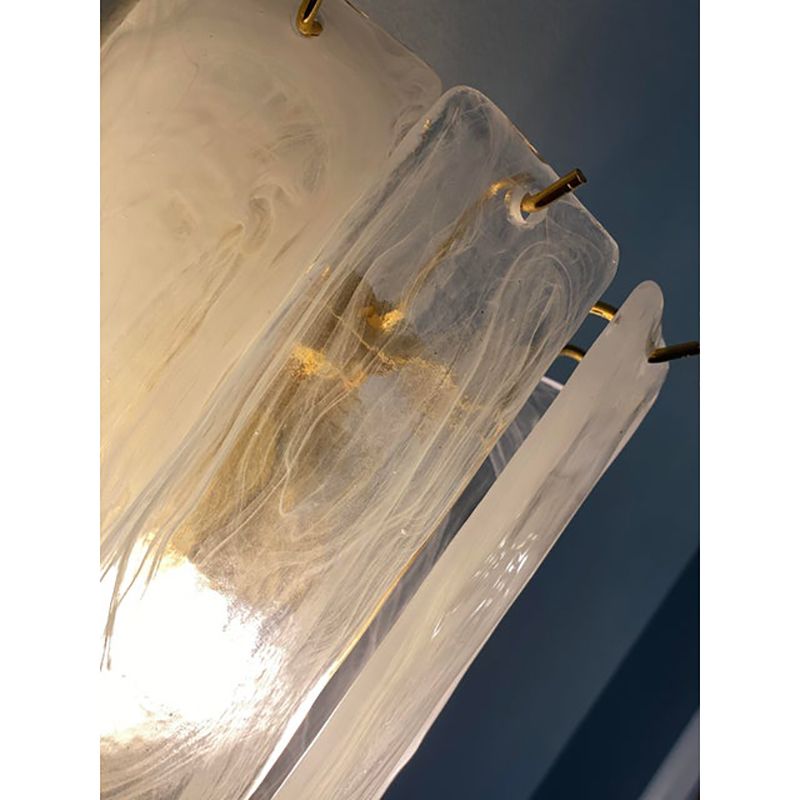 Set Of Two Venied White Alabastro Strips “Listelli” Murano Glass Gold 24k Wall Sconce By Simoeng photo buy