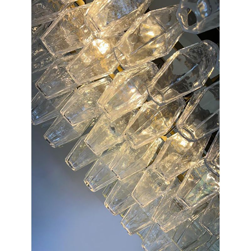 Contemporary Huge Oval "Poliedro" Murano Glass Chandelier In Venini Style By Simoeng photo for sale