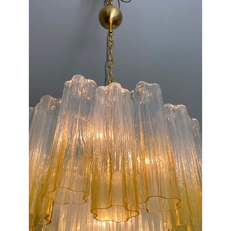 Contemporary Luxury Vanished  Clear Amber "Tronchi" Murano Glass Chandelier In Venini Style By Simoeng photo vintage