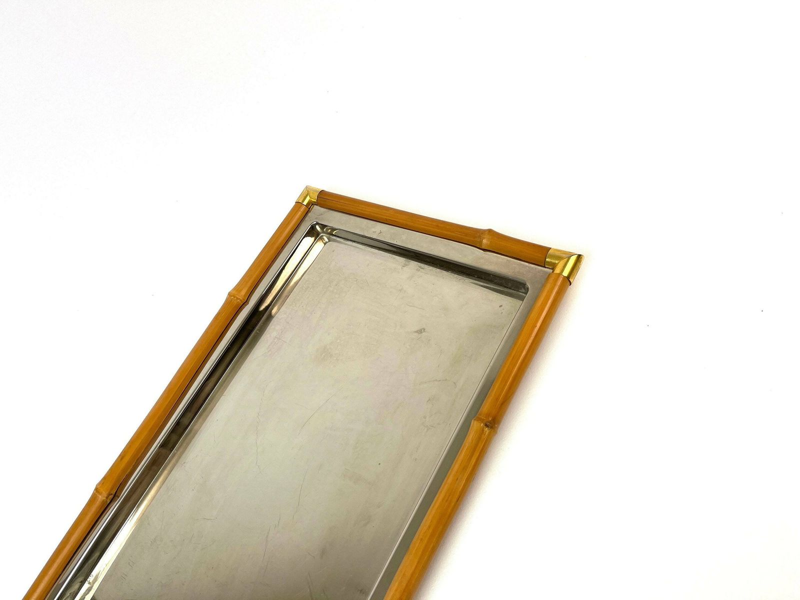 Stunning Mid Century Bamboo And Chrome Hollywood Regency Serving Tray Italy 1960 Crespi Age photo Home Decor