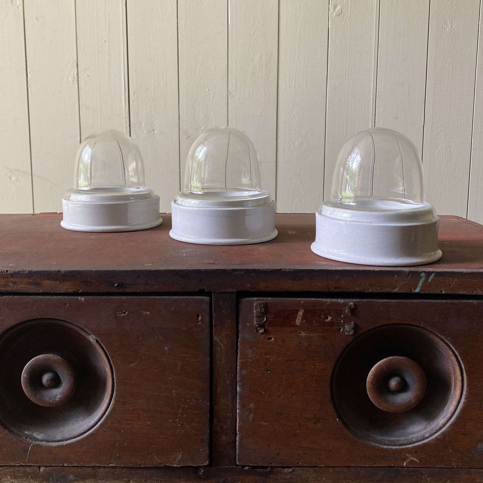 Trio Of Early Ceramic/Glass Specimen Displays photo Home Decor