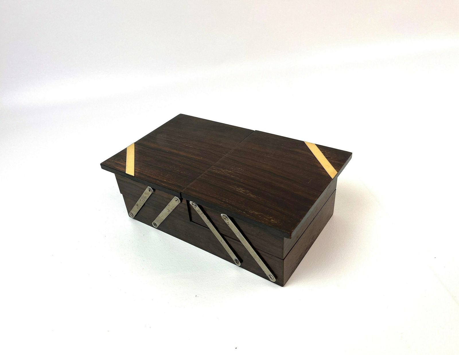 photo for sale Rare Avant Garde Art Deco Bauhaus Wooden Foldable Jewelry Box France 1930