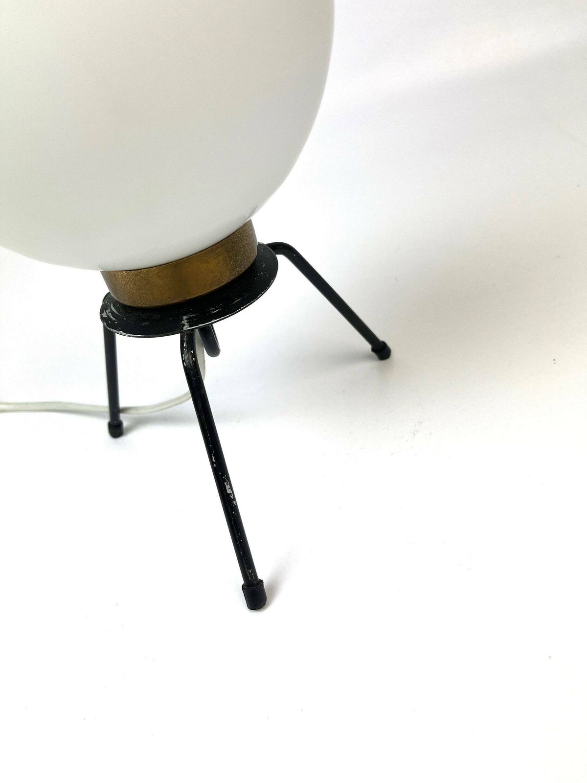 Rare Mid Century Minimalist Tripod Globe Glass Desk Lamp Italy 1960 photo for sale