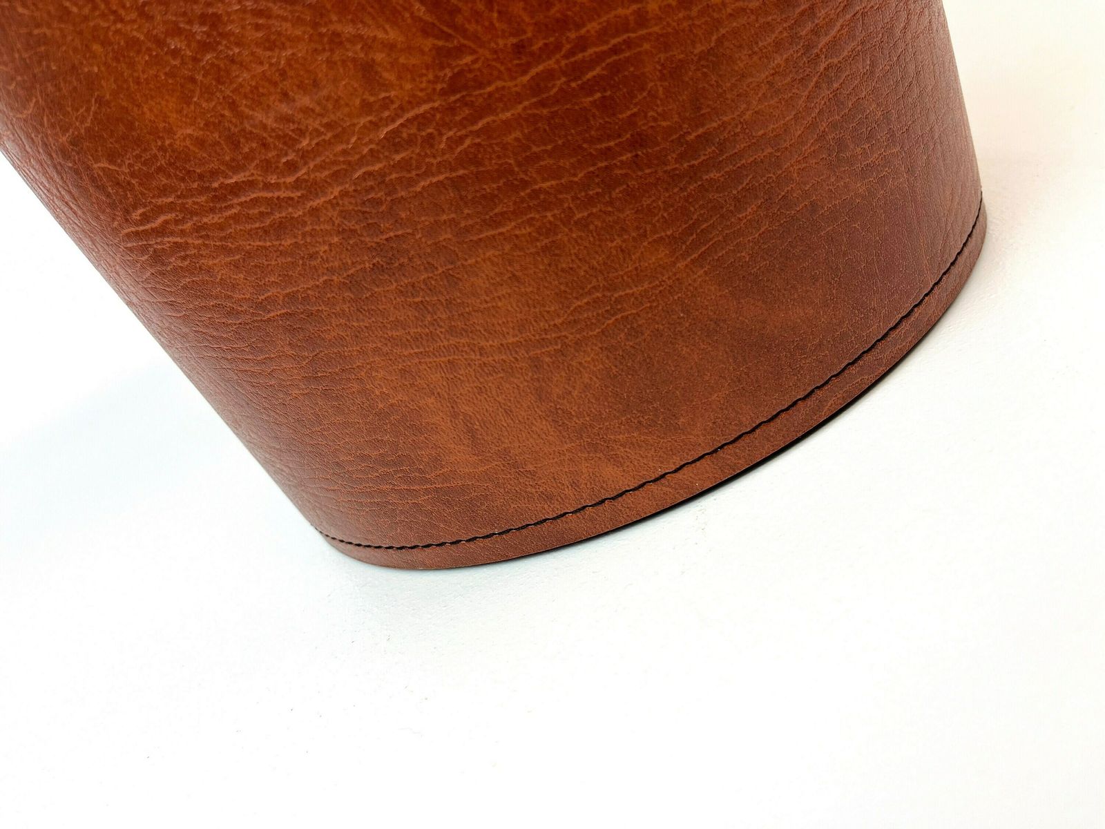 Rare Mid Century Genuine Brown Leather Waste Paper Bin By Läufer Germany 1960 photo buy