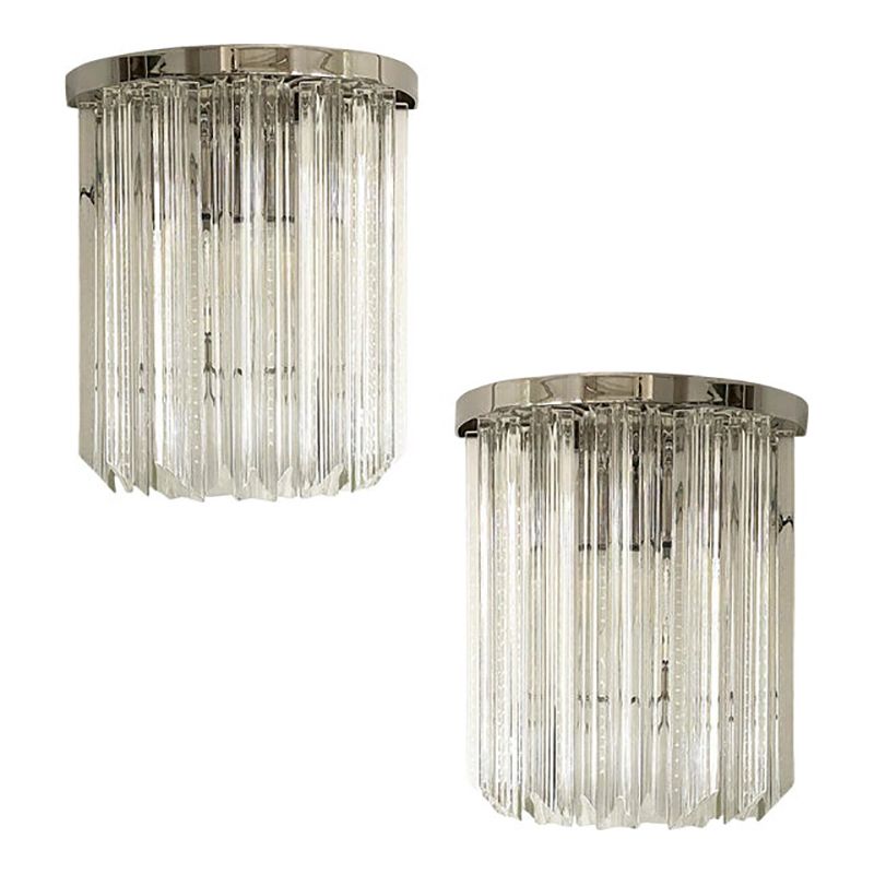 Set Of Two Contemporary Italian "Triedro" Belt Wall Sconces By Simoeng