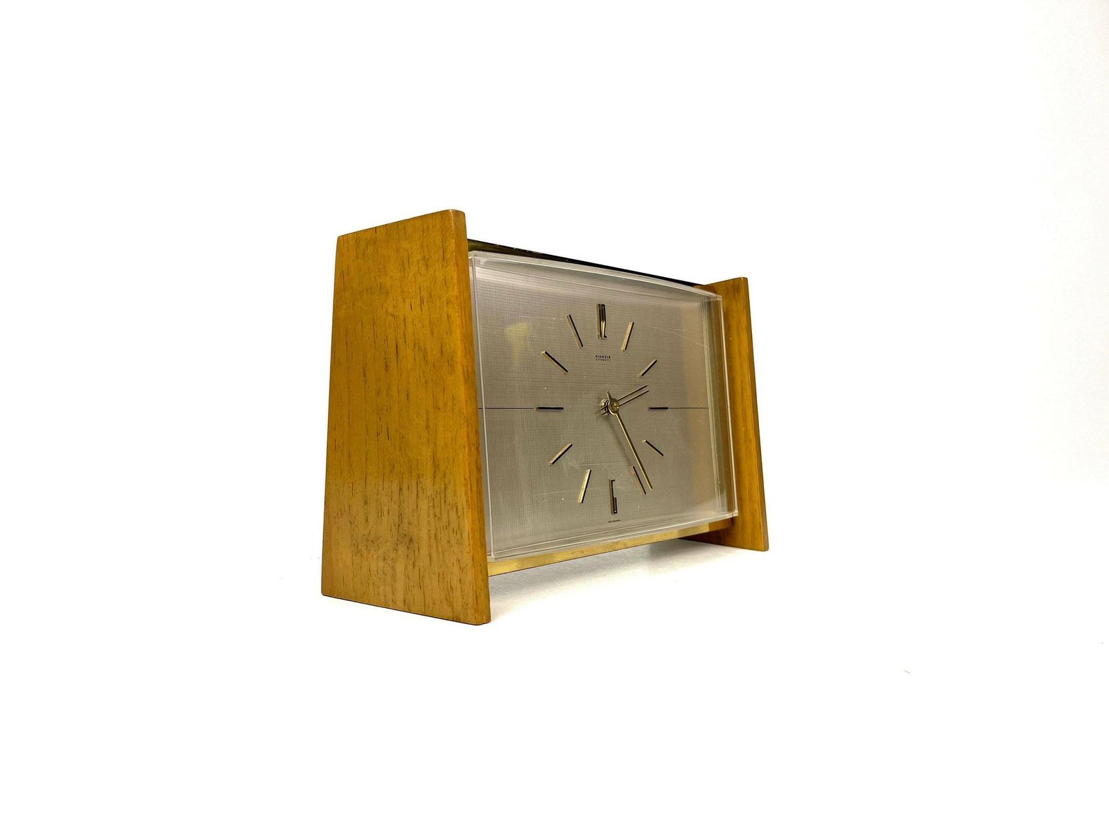 Stunning Kienzle Mid Century Teak Brass Desk Clock Germany 1960 photo Home Decor