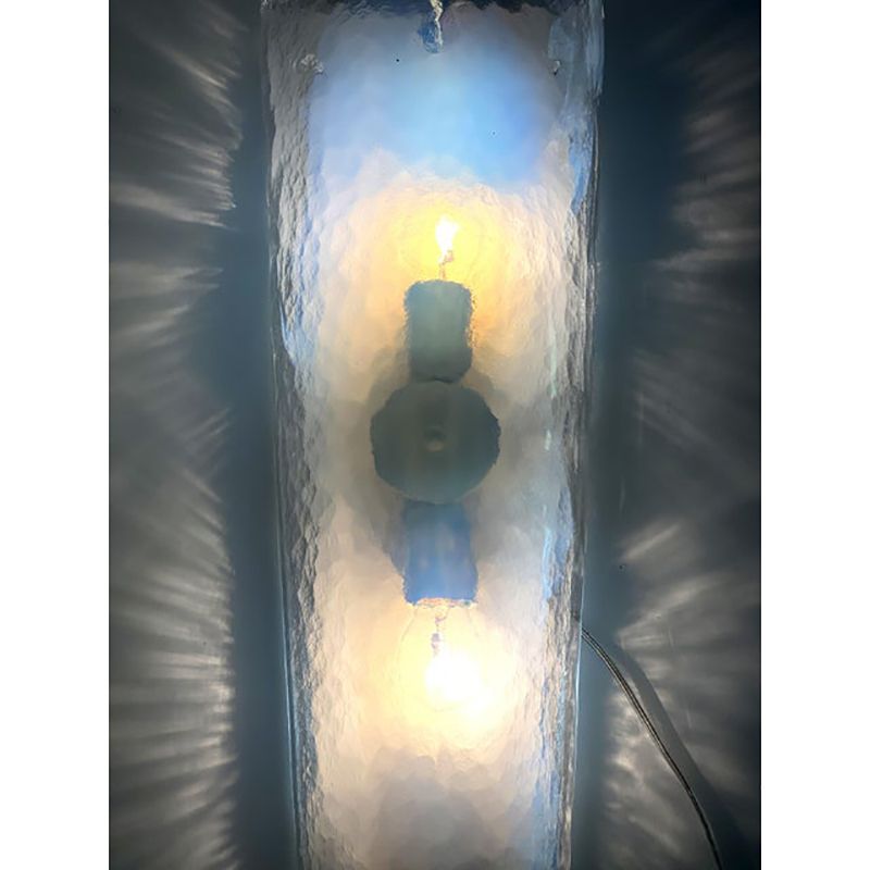 Set Of Two Italian Opalino Murano Glass Wall Sconces In Mid Century Modern Style photo vinterior