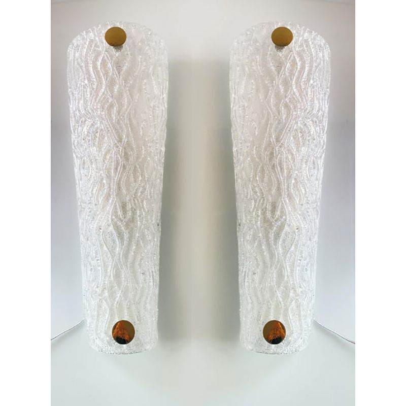 Lighting Set Of Two Italian "Graniglia" Murano Glass Wall Sconces In Mid Century Modern Style photo