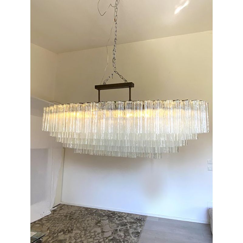 Contemporary Oval "Tronchi" Murano Glass Chandelier In Venini Style photo furniture