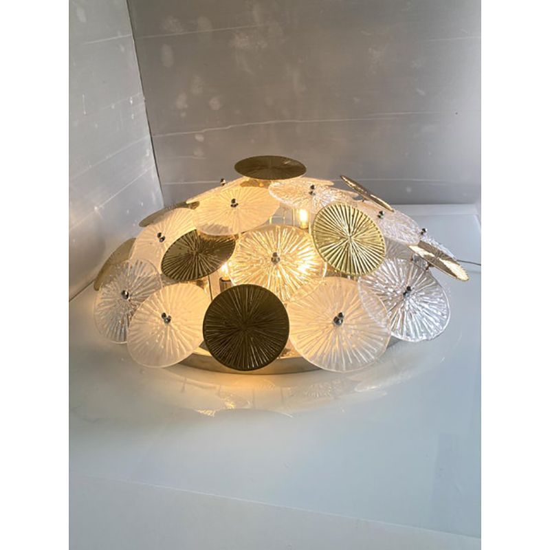 Contemporary Water Lily Brass And Murano Glass Sputnik Flush Mount photo Lighting