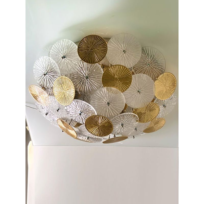 Contemporary Water Lily Brass And Murano Glass Sputnik Flush Mount photo 6800.0