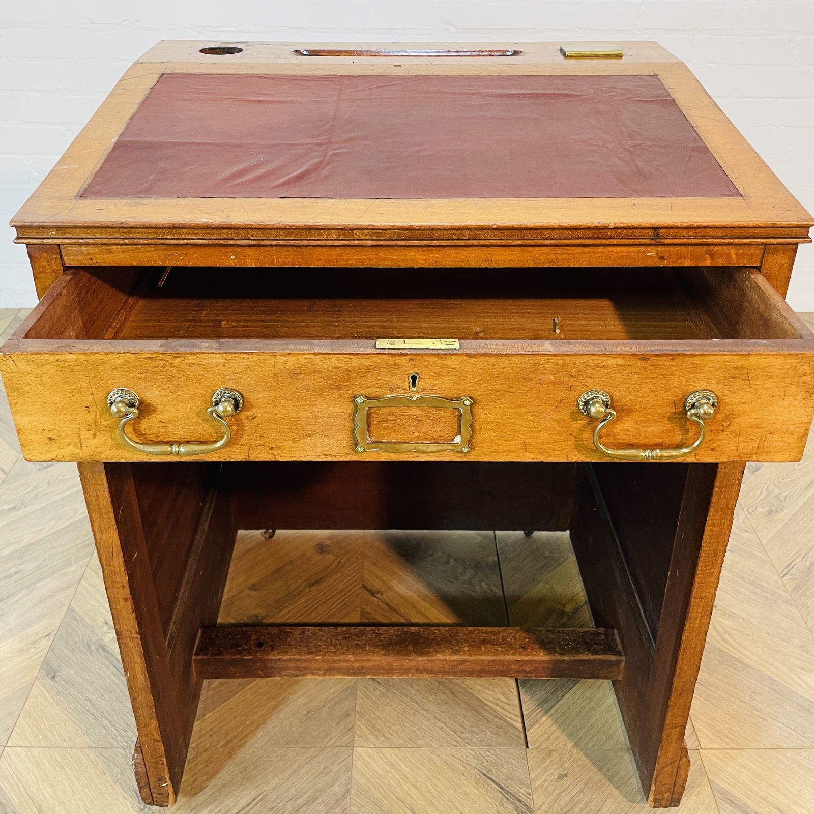 Antique English Oak Davenport Desk On Castors, Circa 1900s photo vintage