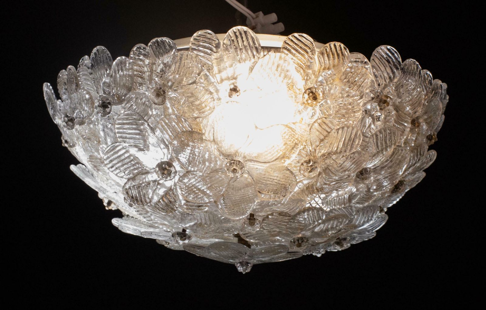 Murano Ceiling Light Gold And Traspare Flower By Seguso For Venini, Italy, 1960s photo vintage
