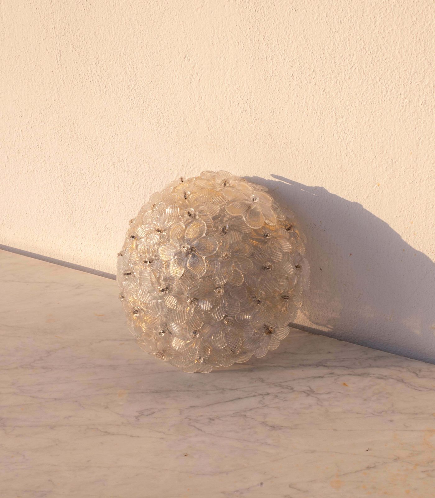 Lighting Murano Ceiling Light Gold And Traspare Flower By Seguso For Venini, Italy, 1960s photo