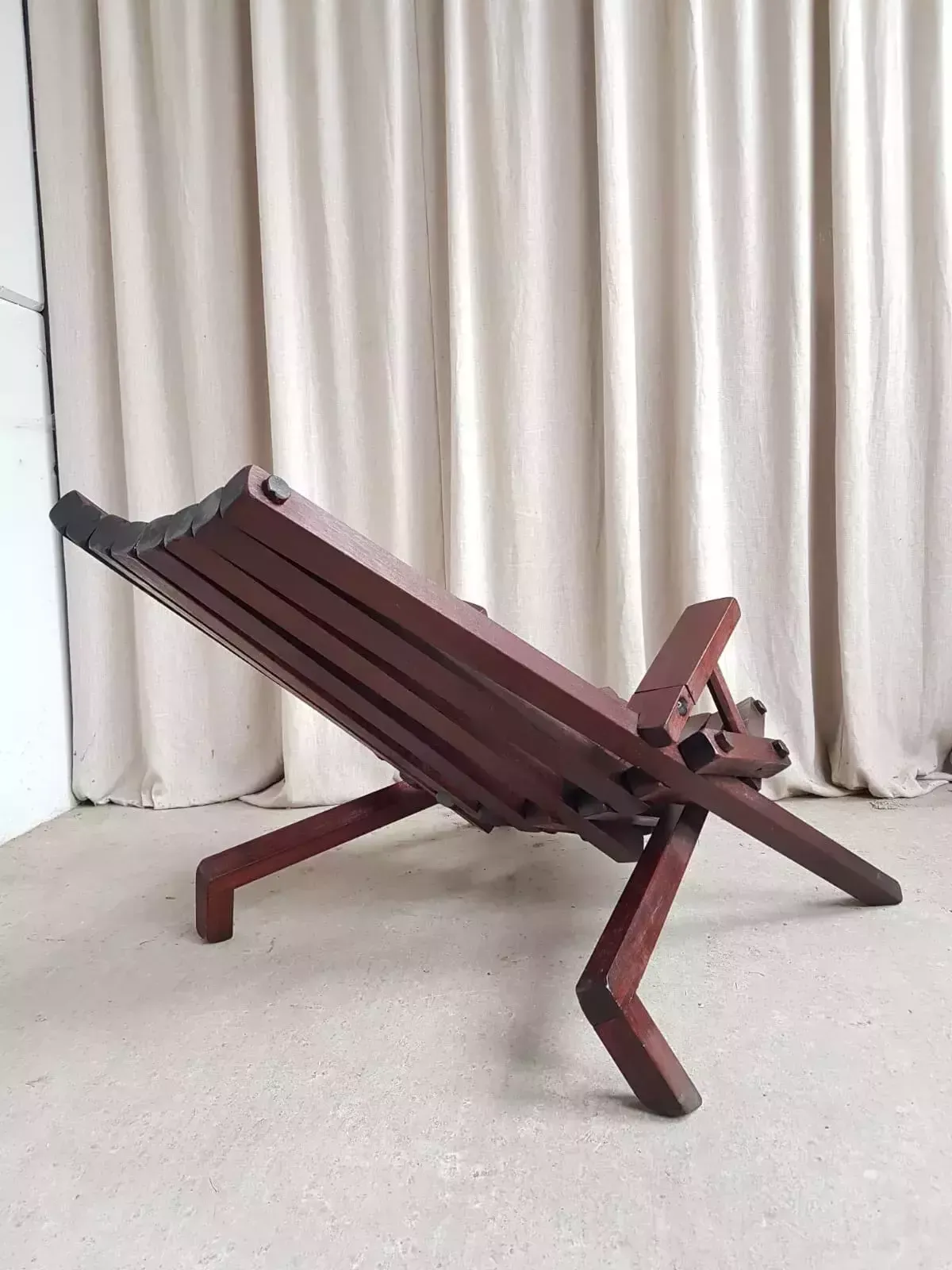 photo for sale Vtg Mid Century Solid Mahogany Danish Scandi Lounger Chair Retro Modernist R529