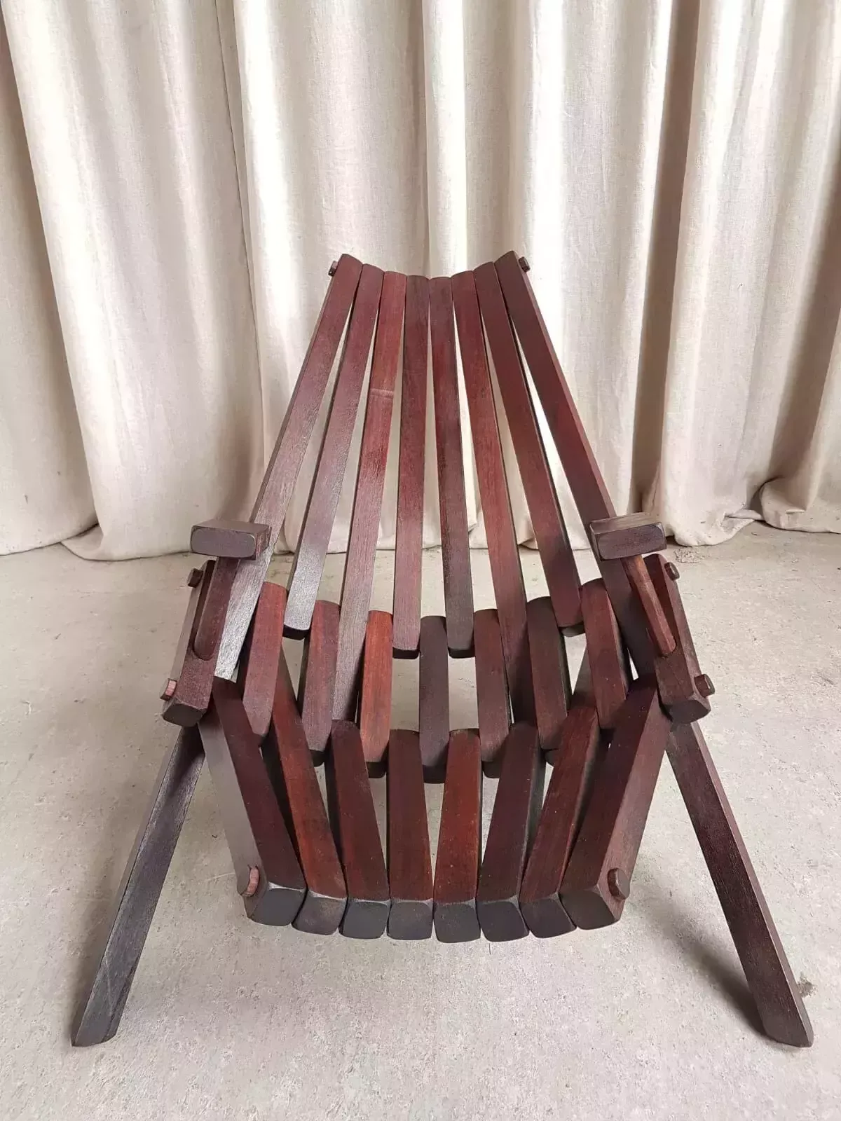photo vintage Vtg Mid Century Solid Mahogany Danish Scandi Lounger Chair Retro Modernist R529