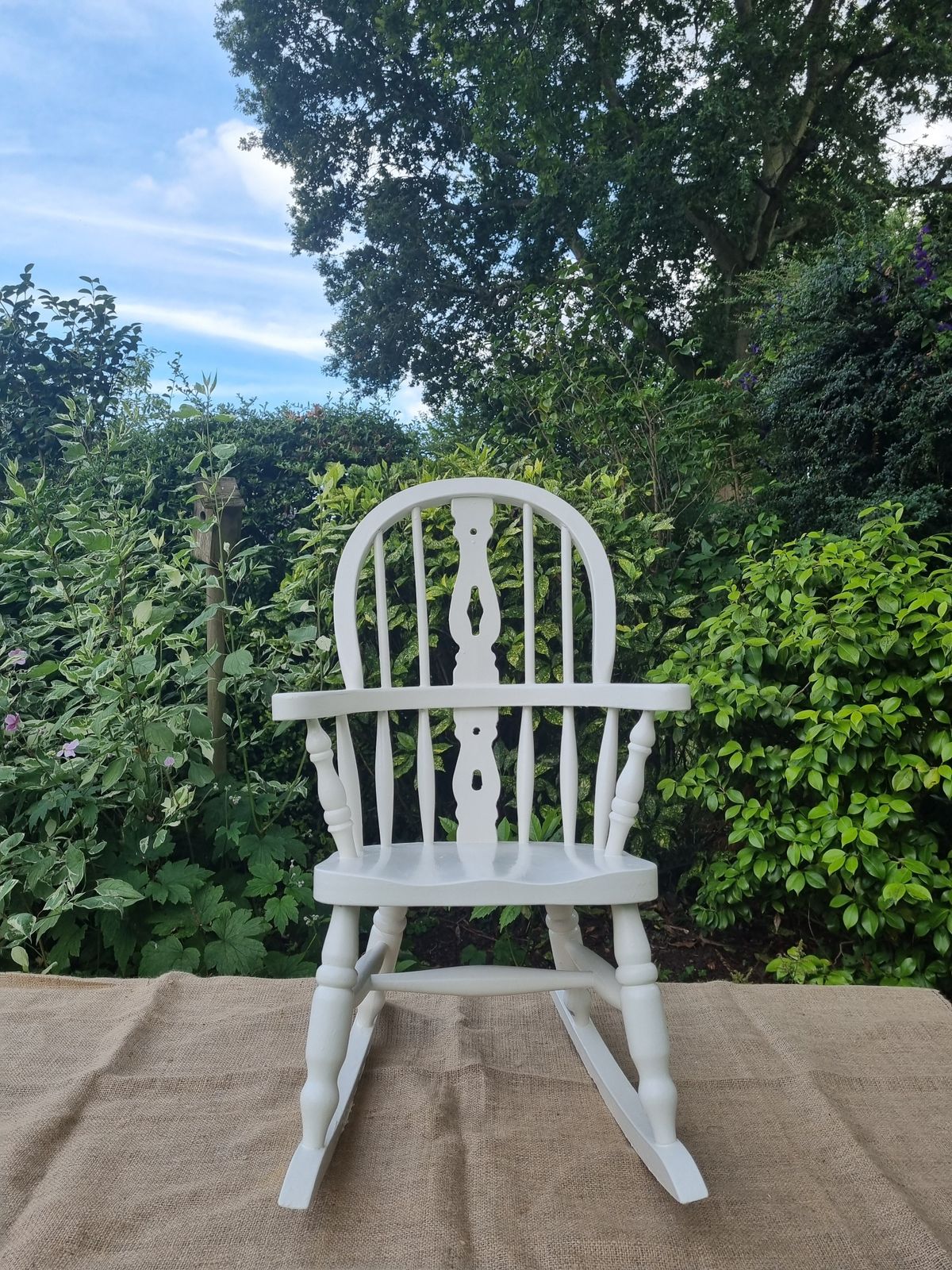 Charming Vintage Cream Rocking Chair For Children photo vinterior