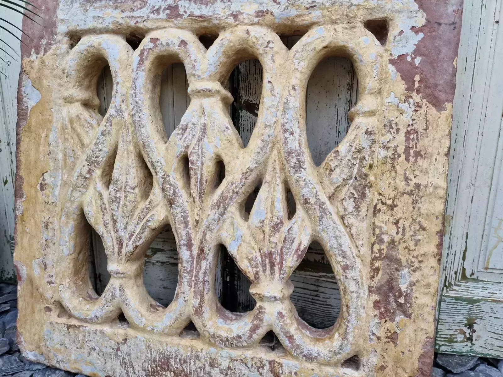 Antique Indian Hand Carved Stone Jhali Ventilation Window Home Garden Decor photo vintage