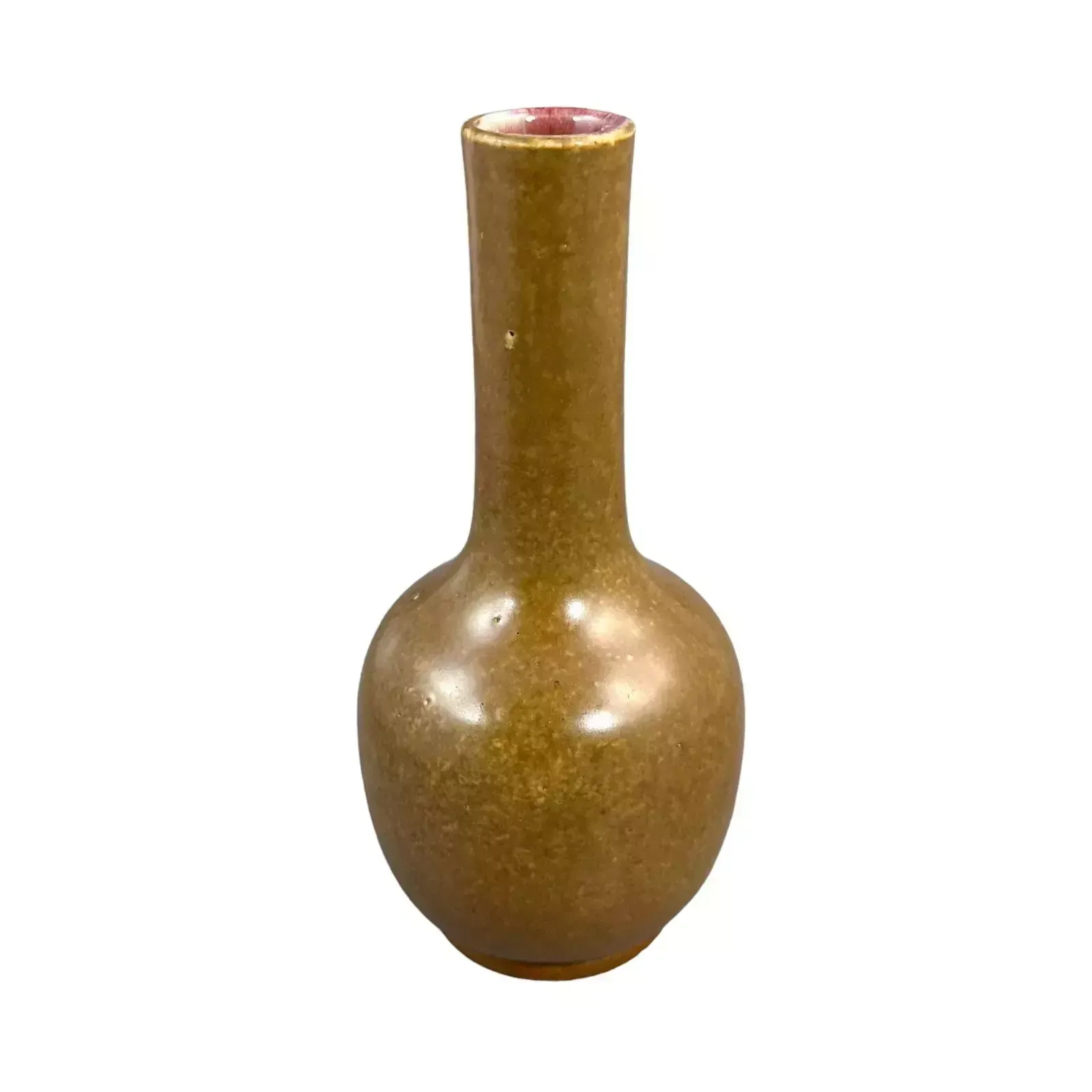Antique Chinese 19th Century Brown Tea Dust Glaze Vase, Long Neck, Bulbous Belly photo for sale
