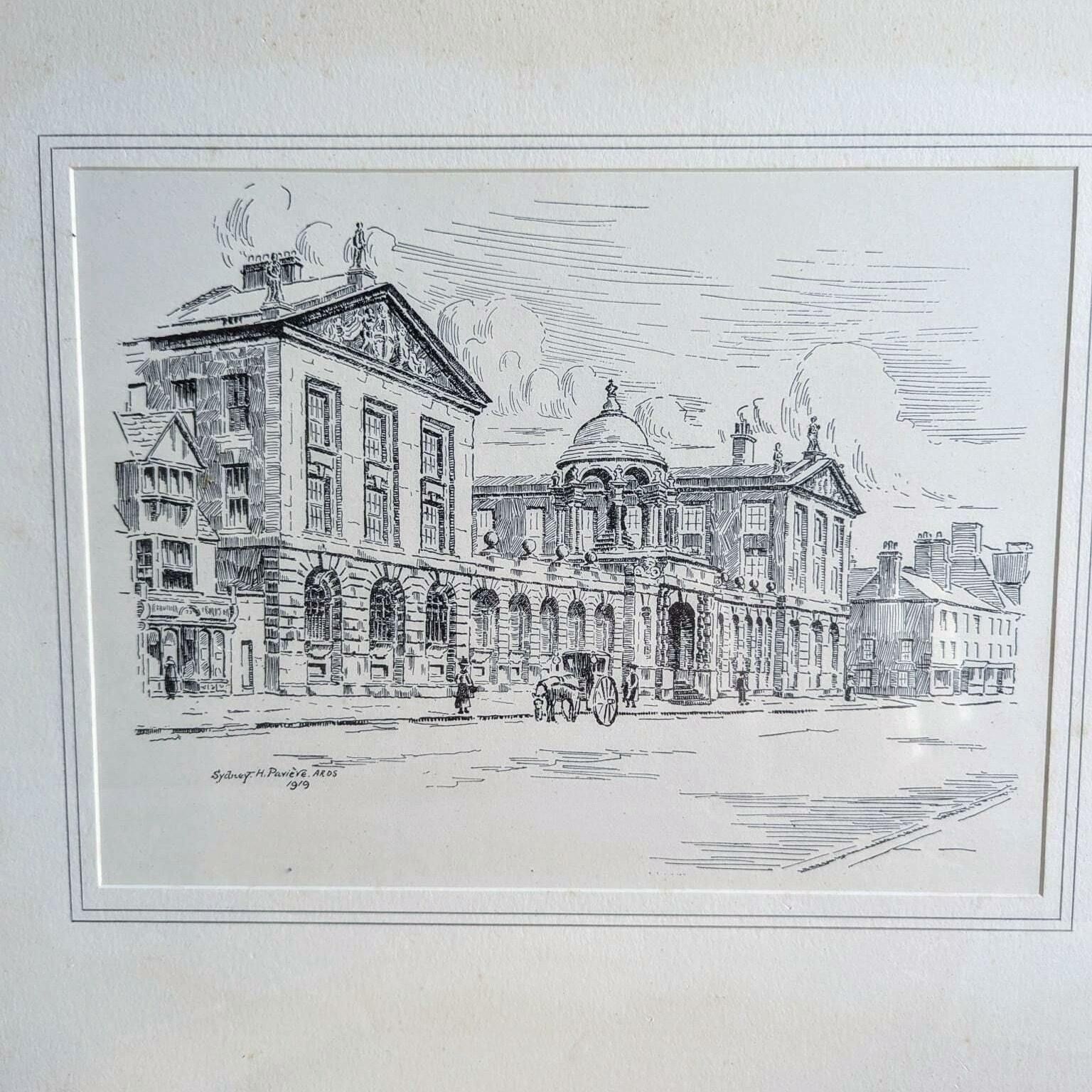 Antique Framed Print Of Queen's College Oxford By Sydney H Paviere Dated 1919 photo Art
