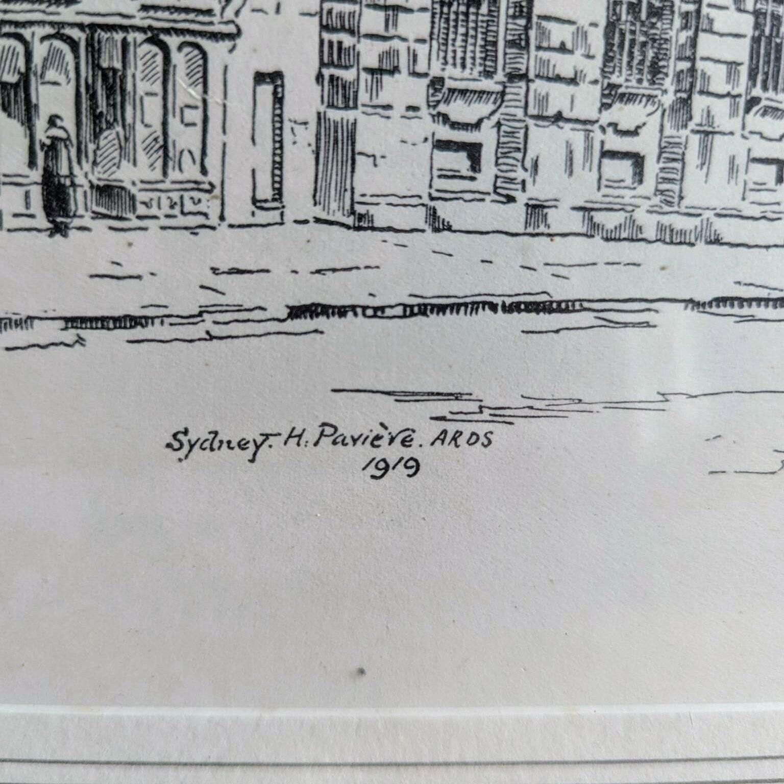 Antique Framed Print Of Queen's College Oxford By Sydney H Paviere Dated 1919 photo 84.0