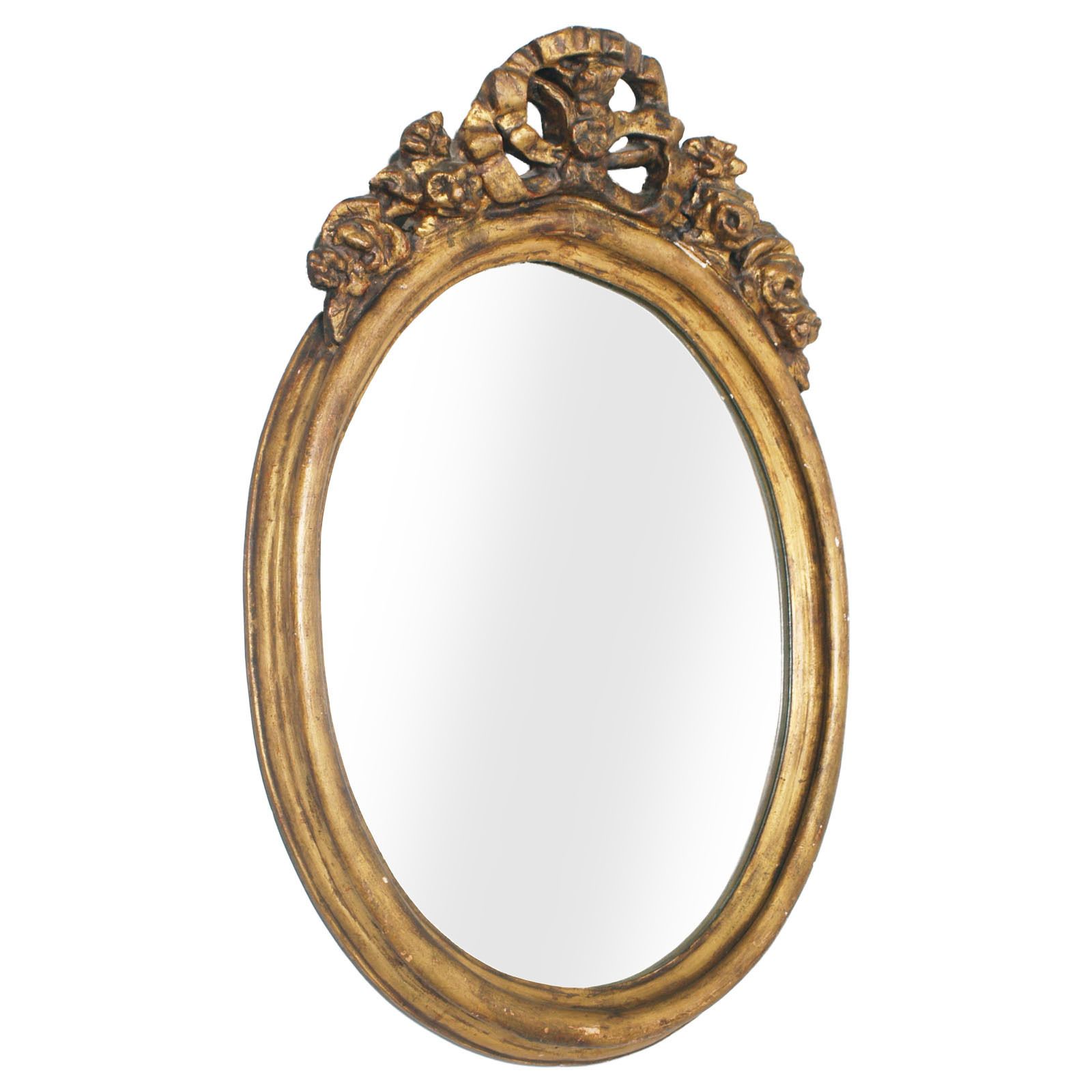 18th Century Oval Giltwood Gold Leaf Baroque Mirror Signed Barris Roma