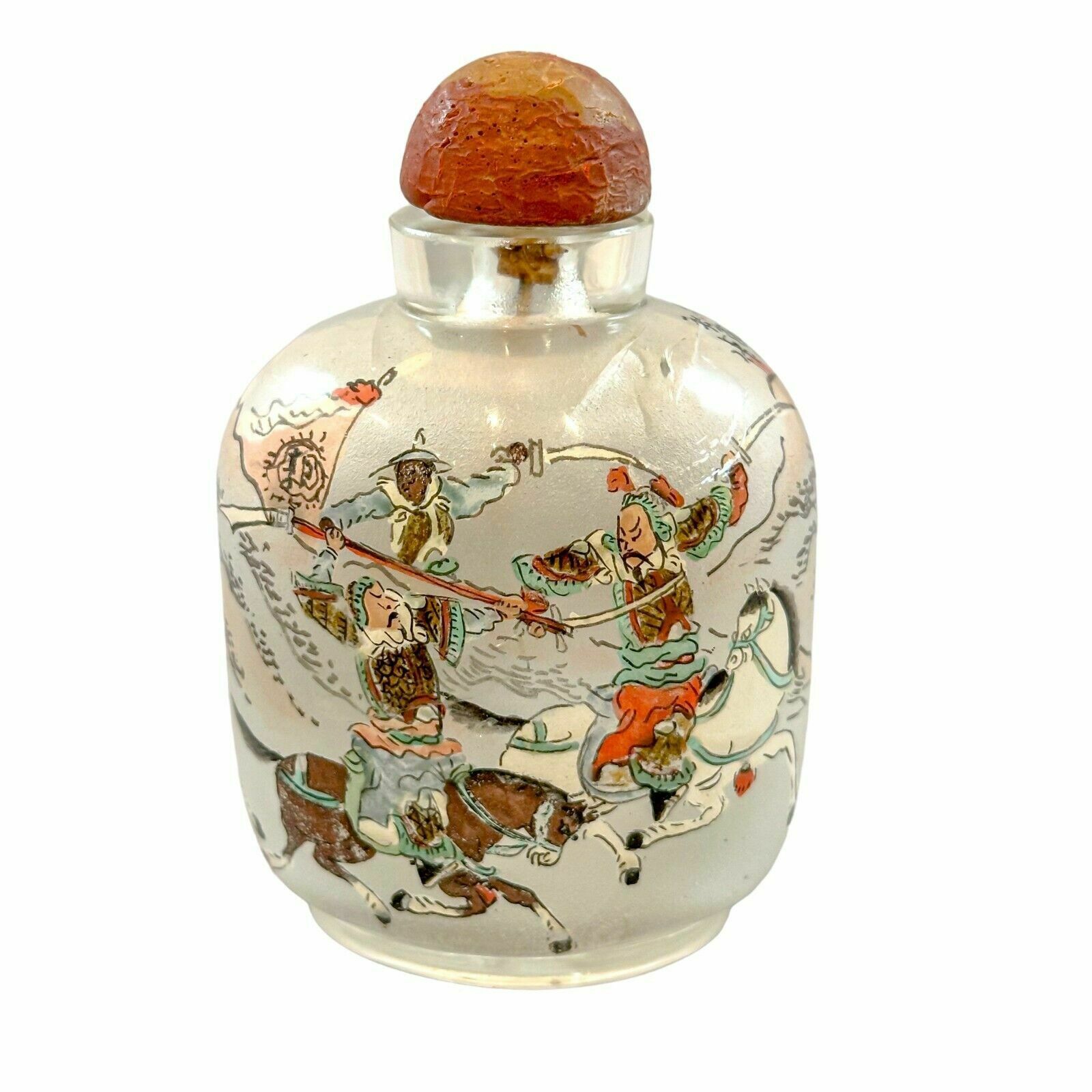 Chinese Qing Dynasty Yong Shoutian Glass Snuff Bottle; Romance Of Three Kingdoms photo for sale